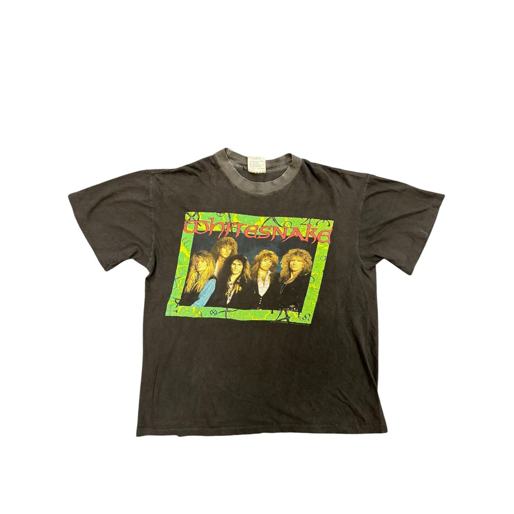Brockum Whitesnake T-Shirt Mens Large Black Good 1990 Vintage Band Tee USA Made